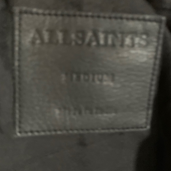 All saints black leather biker jacket with hood M - Picture 3 of 3